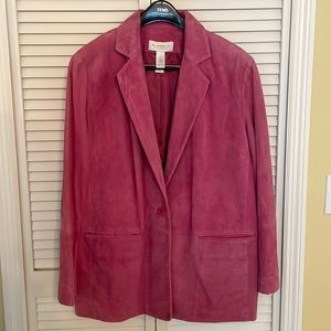 100% genuine suede pink blazer lined